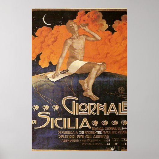 Giornale di Sicilia  Italiaans reisbureau Poster (Voorkant)