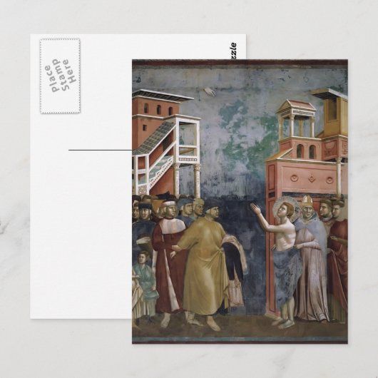 Giotto: St. Francis geeft alle wereldgoederen af Briefkaart (Voorkant / Achterkant)