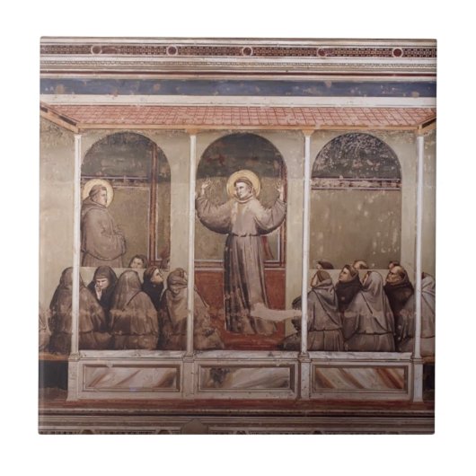 Giotto:St. Francis verschijnt in Arles in St. Anth Tegeltje (Voorkant)