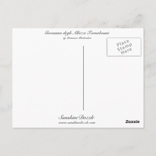 Giovanna degli Albizzi Tornabouni Briefkaart (Achterkant)