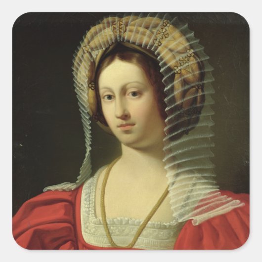 Giovanna I Queen of Napels, 1842 Vierkante Sticker (Voorkant)