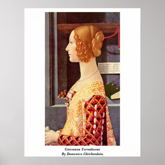 Giovanna Tornabuoni door Domenico Ghirlandaio Poster (Voorkant)