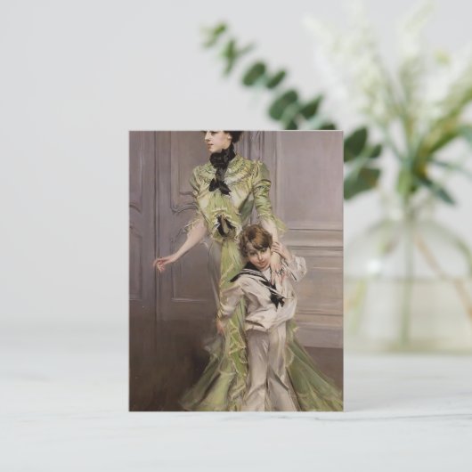 Giovanni Boldini - Madame Georges Hugo en haar zoo Briefkaart (Staand voorkant)