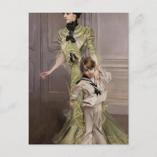 Giovanni Boldini - Madame Georges Hugo en haar zoo Briefkaart (Voorkant)