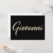 Giovanni Name white gold Handwriting Karte Kaart (Voorkant / Achterkant in situ)