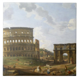 Giovanni Paolo Panini Uitzicht van het Colosseum Tegeltje