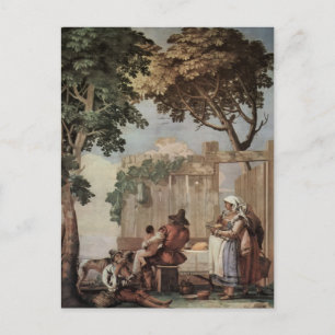 Giovanni Tiepolo over de boerenfamilie aan tafel Briefkaart