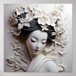 Gips 3 dimensionale Japanse Geisha Poster