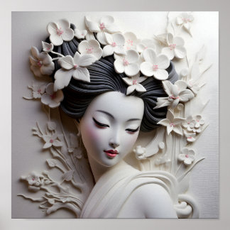 Gips 3 dimensionale Japanse Geisha Poster
