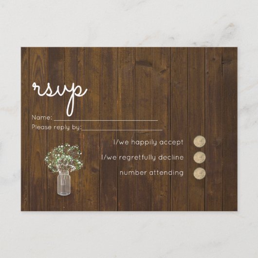 Gipsbloem Baby's Breath Eenvoudige Huwelijks RSVP Uitnodiging Briefkaart (Voorkant)