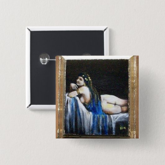 GIPSY BLUE VIERKANTE BUTTON 5,1 CM (Voorkant /achterkant)