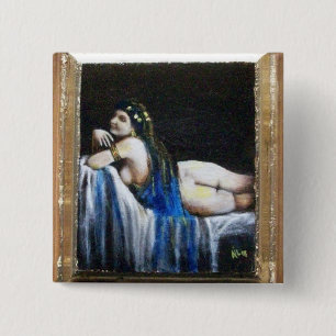 GIPSY BLUE VIERKANTE BUTTON 5,1 CM