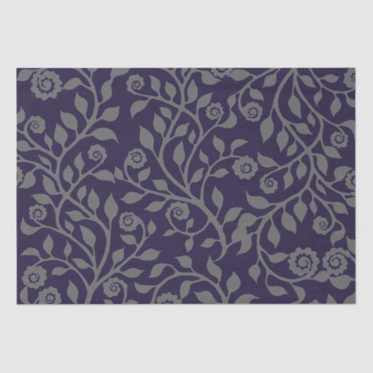 Gipsy Krullen Elegant Bloemmotief Paars & Grijs Tissuepapier (Voorkant)