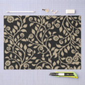 Gipsy Krullen Elegant Bloemmotief Zwart Beige Tissuepapier (Craft)
