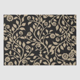 Gipsy Swirls Elegant Floral Pattern Black Beige Tissuepapier