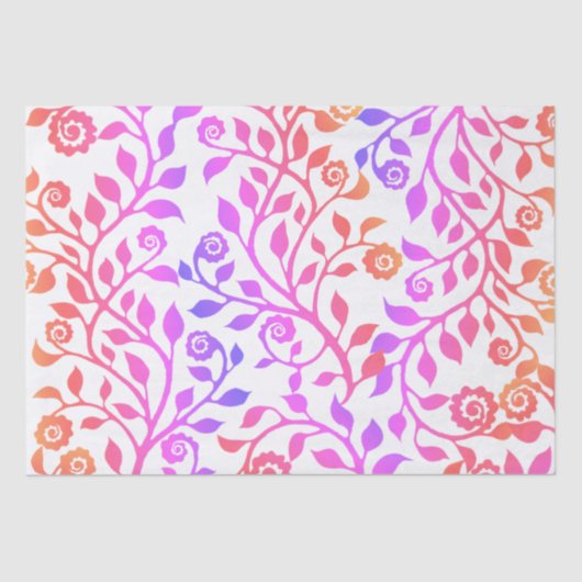 Gipsy Swirly Flowers Pattern Holographic Pink Tissuepapier (Voorkant)