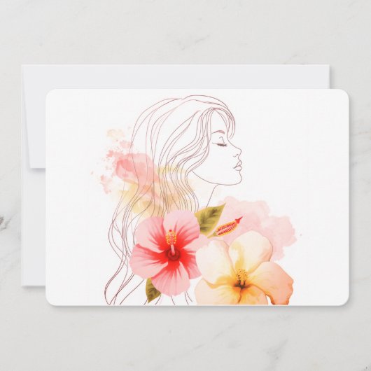 Gir close her eyes whithe red flower kaart (Voorkant)