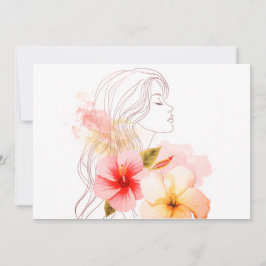 Gir close her eyes whithe red flower kaart