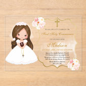 Gir First Holy Communion Acrylic invitation Acryl Uitnodigingen (Voorkant)