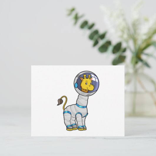 Giraf als astronaut in glazen bol briefkaart (Staand voorkant)
