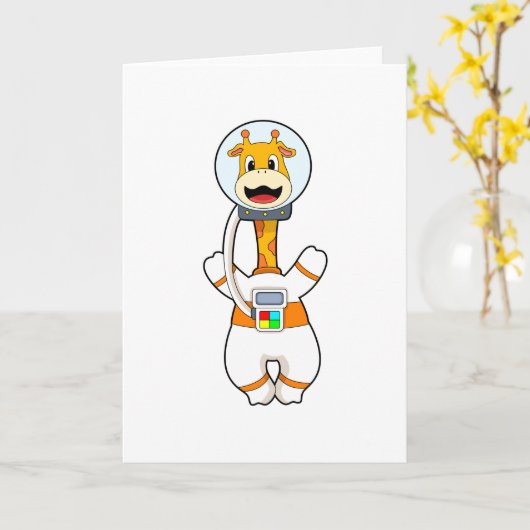 Giraf als astronaut in kostuum kaart (Gele Bloem)