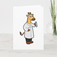 Giraf als dokter met reageerbuis