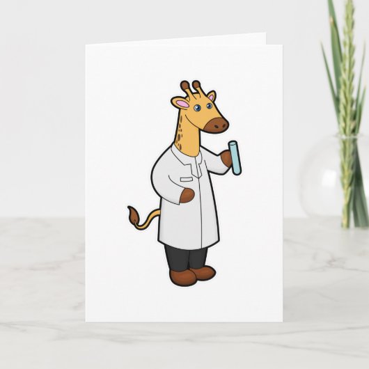 Giraf als dokter met reageerbuis kaart (Voorkant)