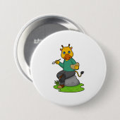 Giraf als Schilder met verfkwast Ronde Button 7,6 Cm (Voorkant /achterkant)