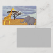 giraf en olifant in de safari informatiekaartje (Voorkant / Achterkant)