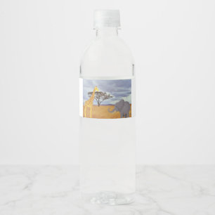 giraf en olifant in de safari waterfles etiket