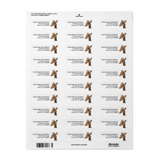 giraf etiket (Full Sheet)