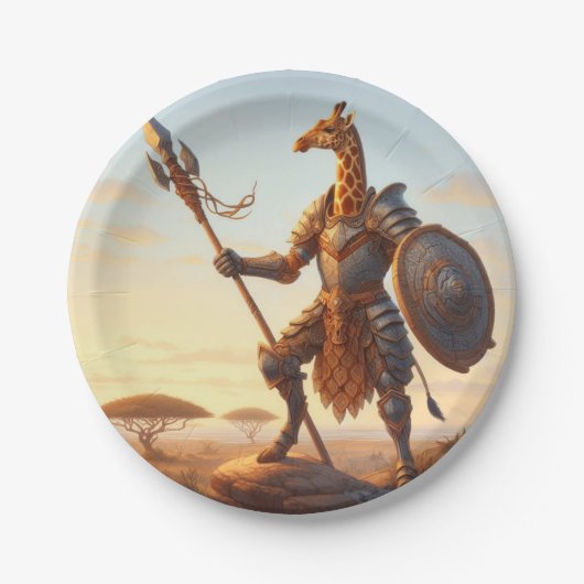 Giraf-krijger Papieren Bordje (Voorkant)