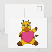 Giraf met Hart Briefkaart (Voorkant / Achterkant)