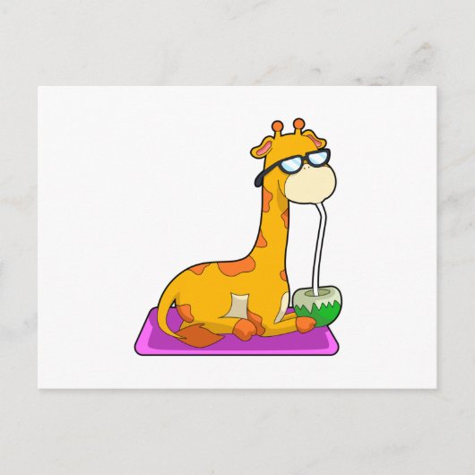 Giraf met Kokosnoot Briefkaart (Voorkant)