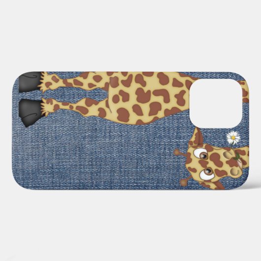 giraf op blauwe denim Case-Mate iPhone case (Achterkant (horizontaal))