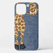 giraf op blauwe denim Case-Mate iPhone case (Achterkant)