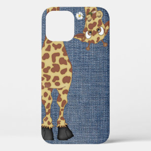 giraf op blauwe denim Case-Mate iPhone case