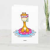 Giraf zwemt met snorkel kaart (Achterkant)