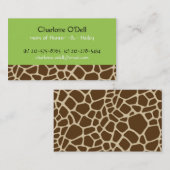 girafdruk groene mammie kaart contactkaartje (Voorkant / Achterkant)