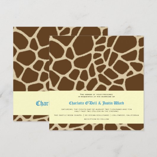 girafdruk; huwelijk kaart (Voorkant / Achterkant)