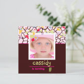 Giraff + Floral Foto / Persoonlijke Partij nodigt Kaart (Staand voorkant)