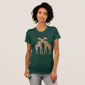 giraff paar santa muts kerst t-shirts wild leven (Voorkant volledig)