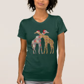 giraff paar santa muts kerst t-shirts wild leven (Voorkant)