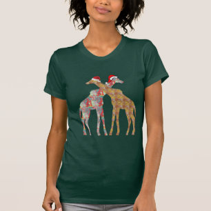 giraff paar santa muts kerst t-shirts wild leven
