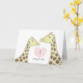 Giraffe 1e bruiloft Jubileum Kaart (Gele Bloem)