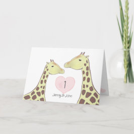 Giraffe 1e bruiloft Jubileum Kaart