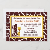 Giraffe 1e verjaardag Uitnodiging (Voorkant)