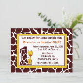 Giraffe 1e verjaardag Uitnodiging (Staand voorkant)