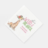 Giraffe 1e verjaardagsfeestje roze servet (Hoek)