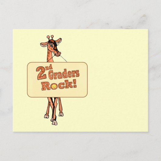 Giraffe "2nd Graders Rock"-ontwerp Briefkaart (Voorkant)